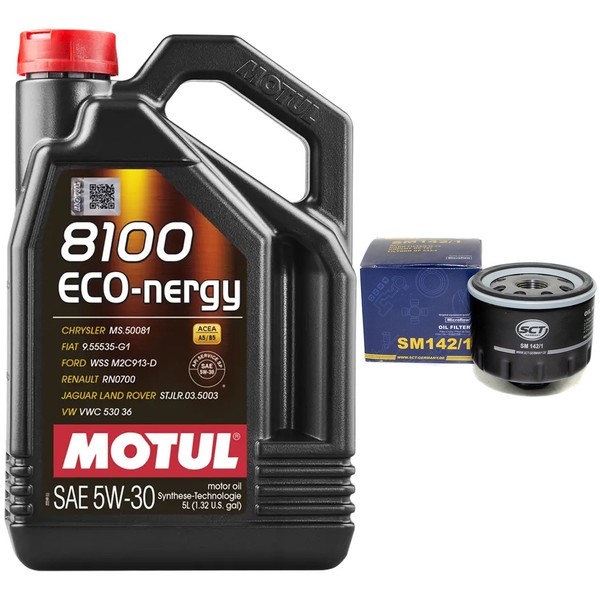 MotoröL Set Motul 8100 ECO-NERGY 5W-30 5 Liter + ÖLfilter FüR Renault Twingo III-image