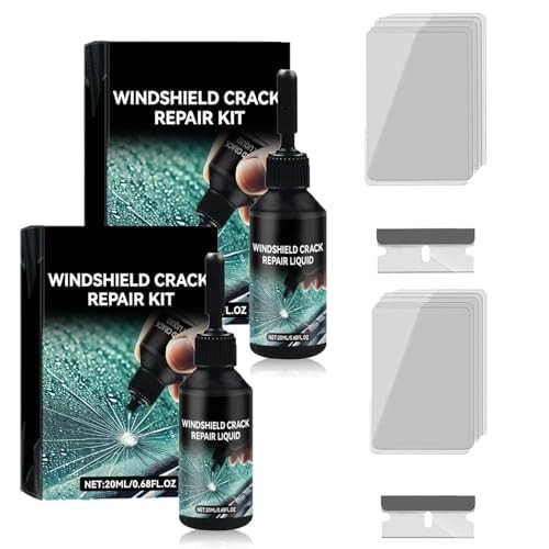 2pcs Windshield Crack Repair Kit, Windshield Repair Tool Kit Chips and Gaps A...