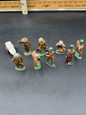 Vintage Lot of 9 Manoil Barclay Lead Toys- Includes 8 Soldiers  1 Cannon