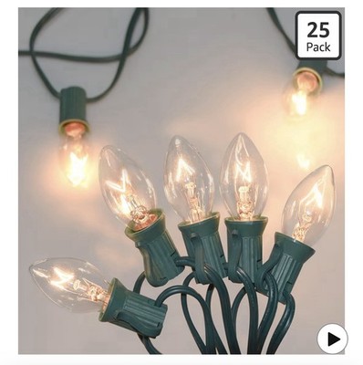 C7 String Patio Lights 25 Ft Indoor/Outdoor 25 Count