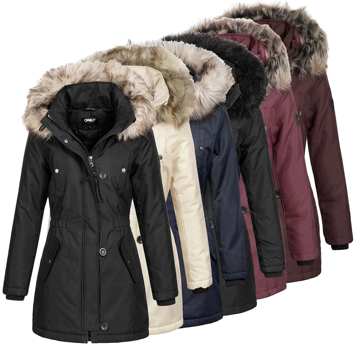 Only Damen Jacke Winterjacke Damenjacke Winterparka Parka Fellkapuze ONLIris 23