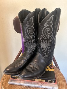Justin 1409 Mens Boots Sz 10.5 EEE 3E Cowboy Western Black Leather Embroidered Men main image 2