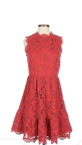 VALENTINO Abito rosso Kate Spade pizzo primavera estate ginocchio pizzo rosso nuovo con etichette tg 4 $448