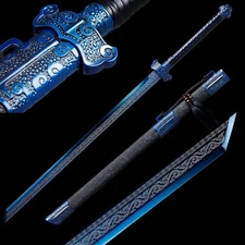 Japanese Sword Blue 1095 Carbon Steel Ninja Straight Ninjato Full Tang Sharp