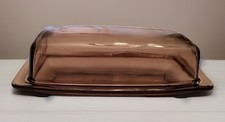 Pyrex Fireside by Corning Amber Butter Dish 72-F & Lid USA 1970s