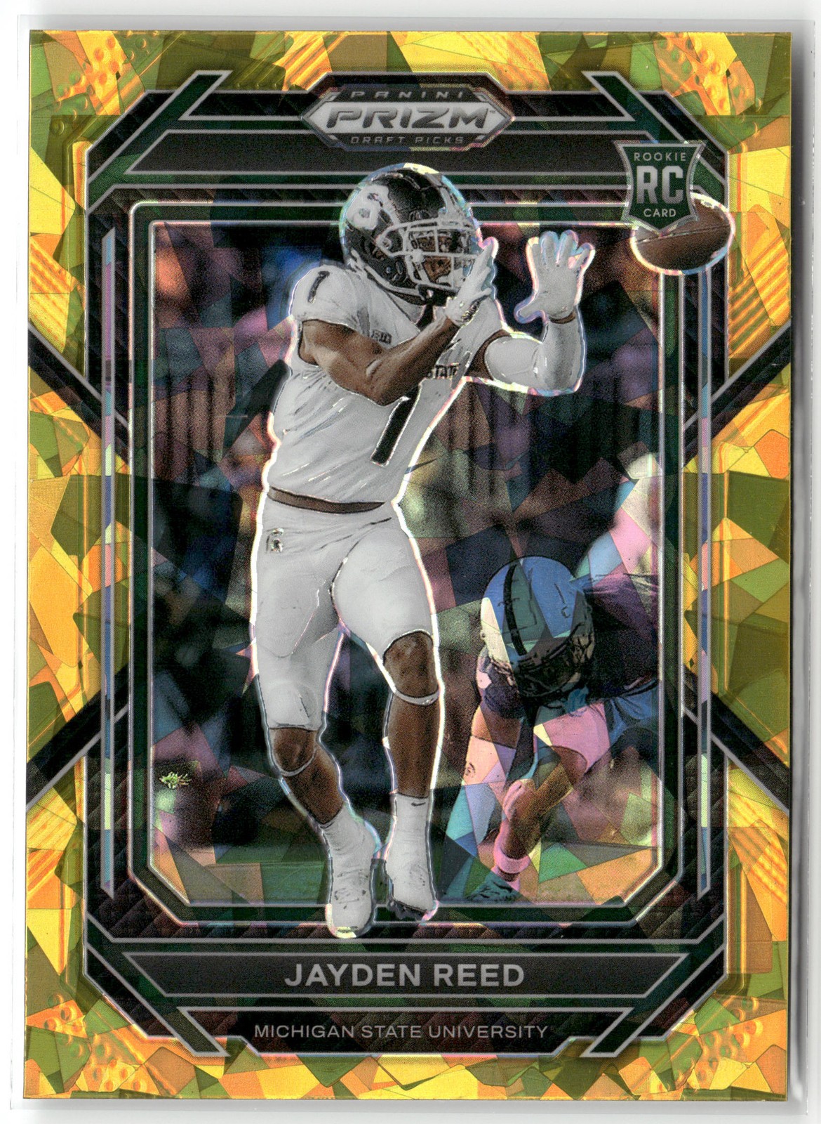 2023 Panini Prizm Draft Picks #145 Jayden Reed Prizms Gold Ice