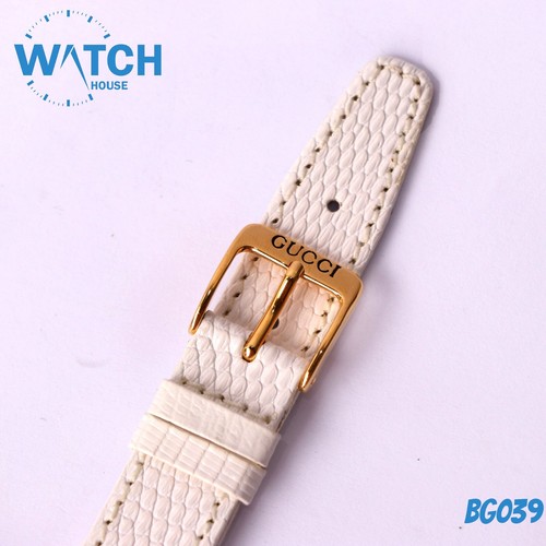 GUCCI Swiss Made Leather Band white Color 16mm with Gucci Buckle #BG039# - Picture 2 of 8