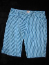 LAUNDRY By SHELLI SEGAL White/Teal Size 8 Stretch Lightweight Shorts