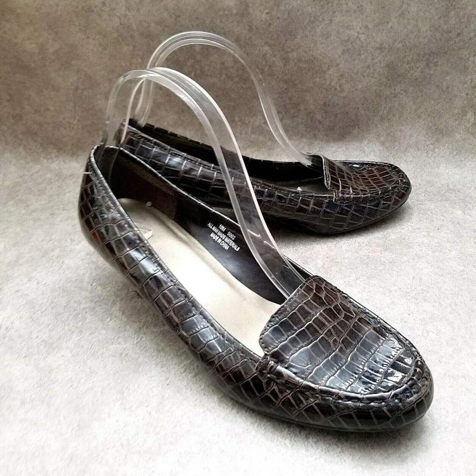 Cato 女式 5002 10 码棕色一脚蹬鳄鱼纹 2 英寸高跟鞋高跟鞋 — 第 4/4 张图片