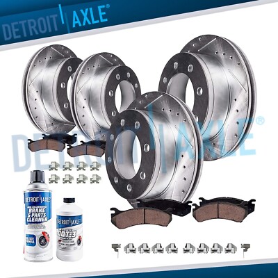 4WD Front Rear Drilled Rotors Brake Pads for 2008 - 2012 Ford F-250 Super Duty