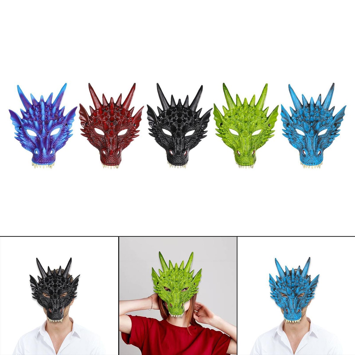 Dragon Head Mask Half Face Mask for Festival Stage Performances