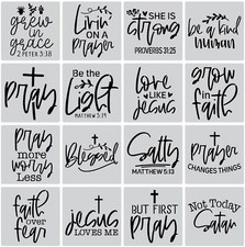 16PCS Christian Faith Stencils with Quotes and Bible Verses, Inspirational Wo...