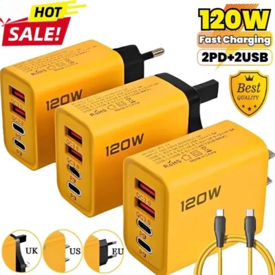 4 Ports USB C PD Charger Quick Charge 3.0 Type C USB