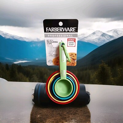 FARBERWARE.. PROFESSIONAL MEASURING CUPS.. SET OF 4 .. 1 BONUS COFFEE SCOOP 