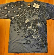 GRATEFUL DEAD-MIDNIGHT BERTHA-STARS-ROSES-2 sidd T-SHIRT Sz M RARE-w/Vintage Tag
