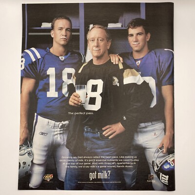 2004 Got Milk? PRINT AD Payton Eli Archie Manning Saints Colts Giants Poster NFL