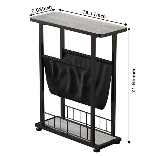 Mesa auxiliar estrecha de 3 niveles mesa auxiliar delgada de metal con soporte para libros espacio pequeño - Imagen 36 de 43