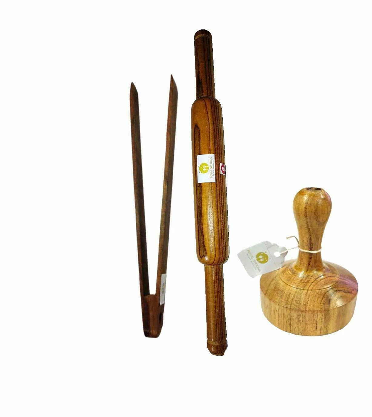 Handmade Wooden Tong Rolling Pin and Mesher Sets