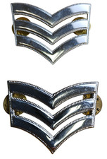 Sergeant Stripes Badge Metal Laced Edged Pin SGT Rank Pair Collector Chevron