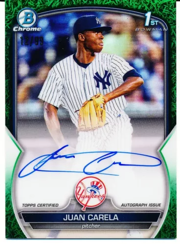 2023 Bowman Chrome Juan Carela Bowman 1st Green Grass AUTO /99 NY