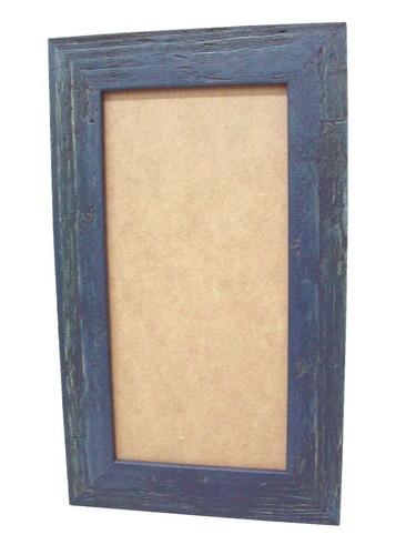 (ZT030) MOLDURA MARCO MADERA SIN CRISTAL PARA CUADRO ANTIGUA DOBLE MEDIANO AZUL - Imagen 1 de 2