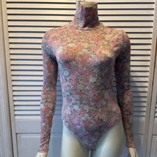 Women's H M Bodysuit Size M Pink Floral