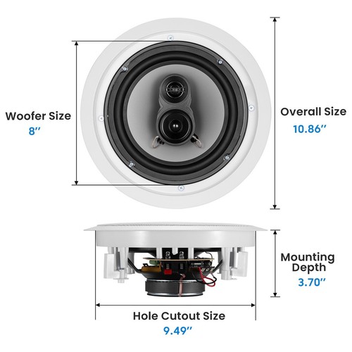 Acoustic Audio - In Wall/Ceiling Wired Speaker - CSic83 in White - 1 Pack - Picture 5 of 9