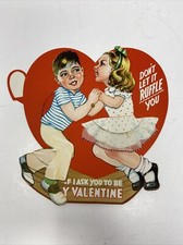 Vintage Mechanical Valentine Boy Girl Dancing Stand up Carrington Large