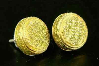 1.5Ct Round Cut Lab Created Citrine Women's Stud Earrings 14K Yellow Gold Plated