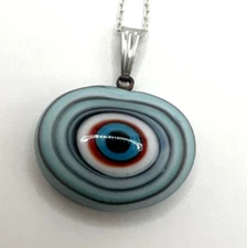 Murano Glass, Handcrafted Evil Eye Pendant & 925 Sterling Silver Necklace