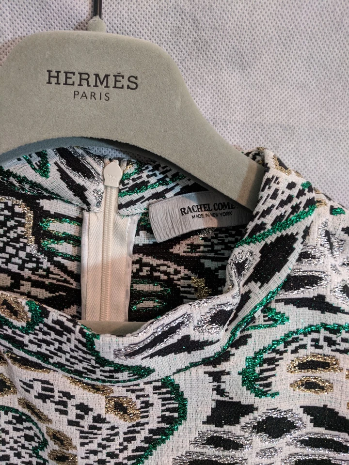 Vestido Rachel Comey Metálico Brillante Jacquard Diagonal Asimétrico Talla 8 Foto 4 de 4