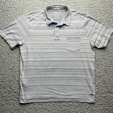Tommy Bahama Island Zone Polo Shirt Mens XL Gray Striped Short Sleeve Golf