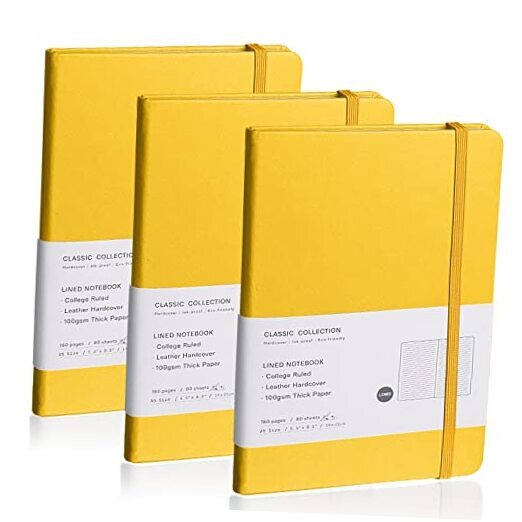 Lined Journal NotebookPack(), 160 Pages, Medium 5.7 inches x 8 3 Bright Yellow