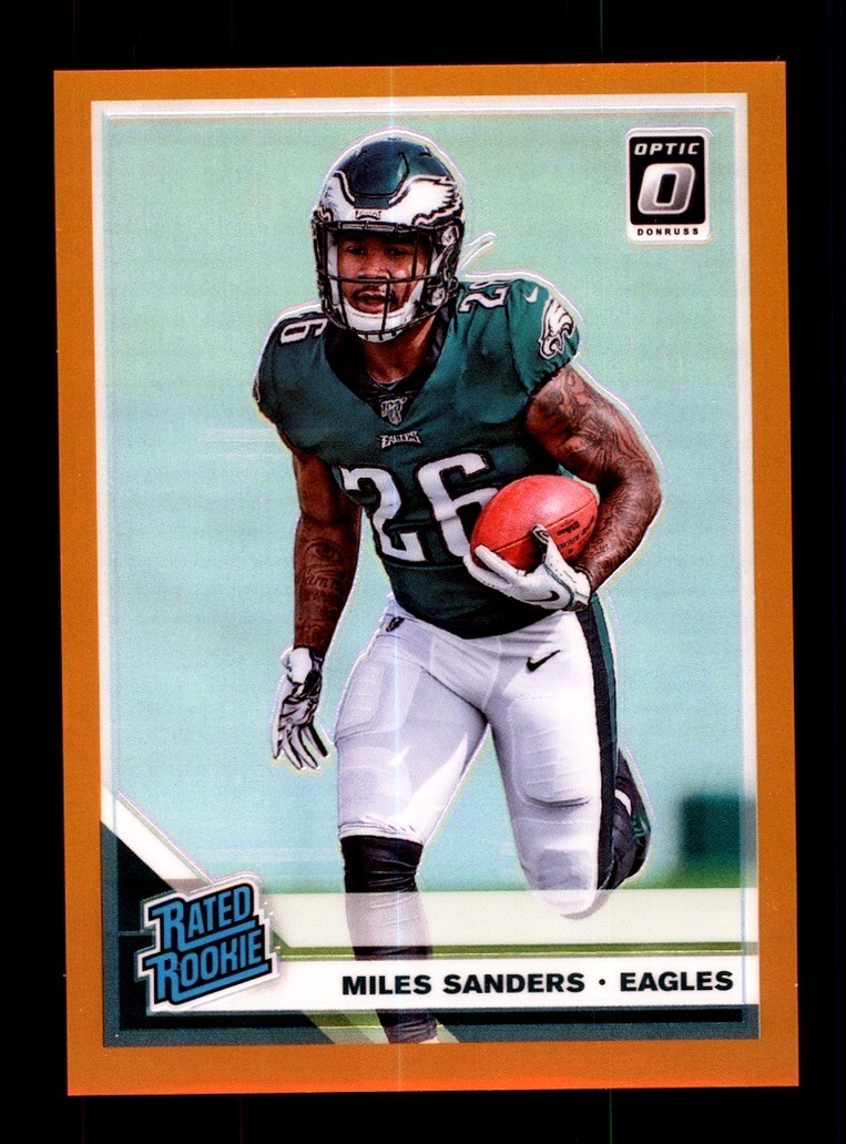 2019 DONRUSS OPTIC #172 MILES SANDERS RATED ROOKIE RC ORANGE PRIZM /199 EAGLES
