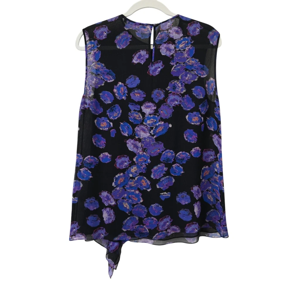 Blusa sin mangas Jason Wu talla 10 púrpura floral seda gasa volantes parte delantera Foto 2 de 4