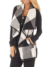 NEW! West Loop Buffalo Plaid Vest Cotton & Wool Blend Women Sleeveless One Size