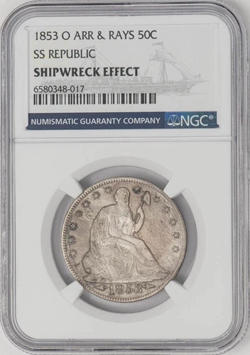 1853-O Seated Liberty Half 50c SS Republic Arrows & Rays NGC 946250-17