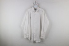 Vintage 90s Streetwear Mens Large Ruffled Tuxedo Prom Wedding Button Shirt White