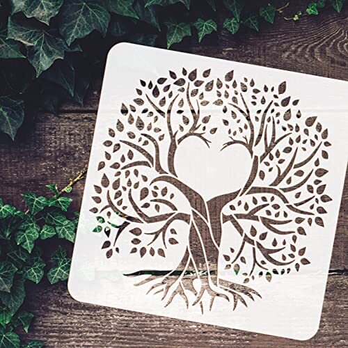 Heart Tree of Life Painting Stencil 11.8x11.8inch Heart-Shaped Hollow Life - Picture 3 of 6