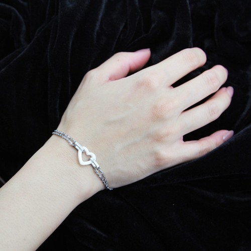 New Heart Bracelet Chain 18K White Gold Filled White Ceramic Love 19CM Gift - Picture 8 of 8
