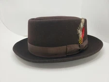 BAILEY DYNAFELT PORKPIE HAT BROWN MADE IN USA