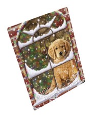 Come Home For Christmas Golden Retrievers Dog Woven Throw Sherpa Blanket T256