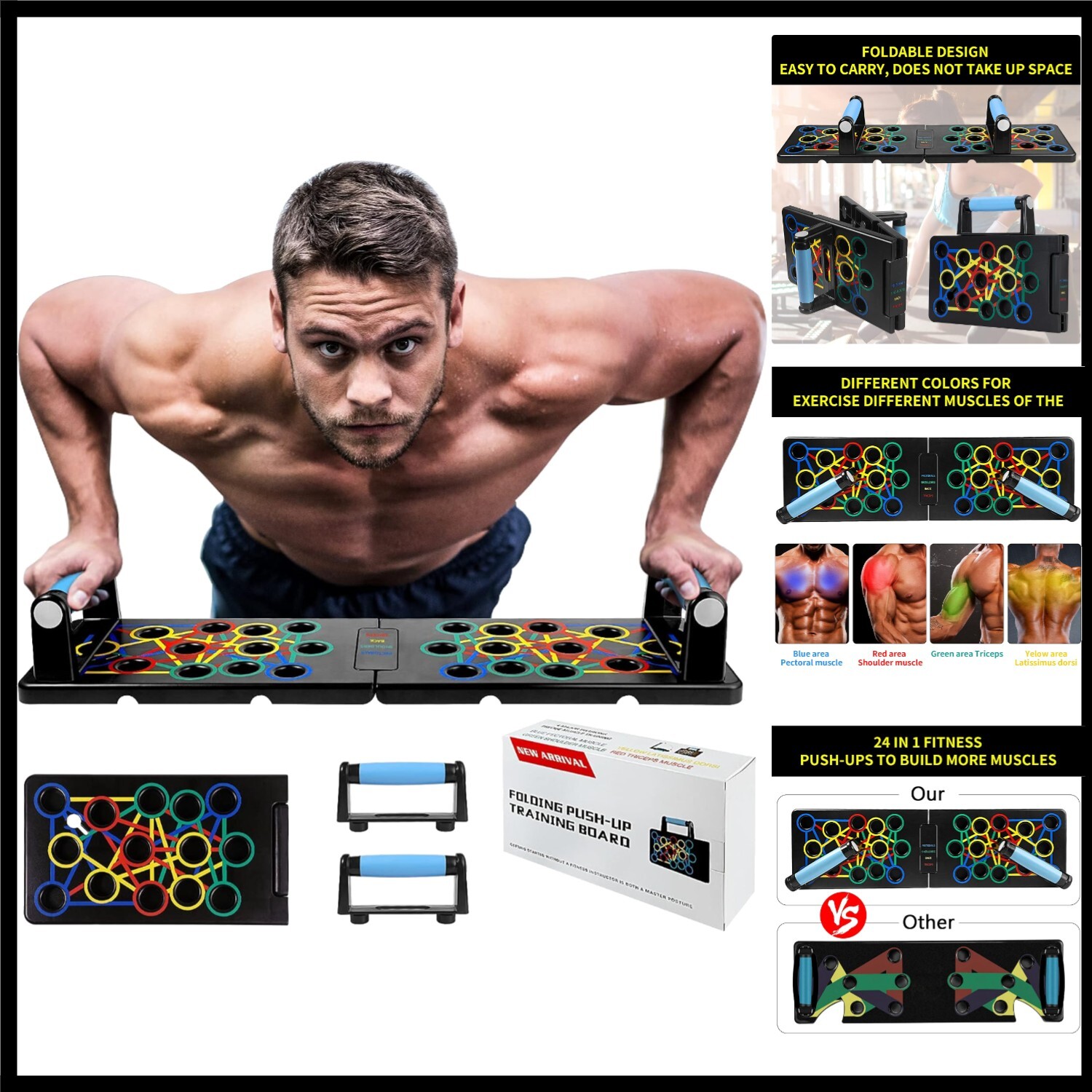 24-in-1 Liegestütz Board – Faltbares Push-Up System für effektives Heimtraining