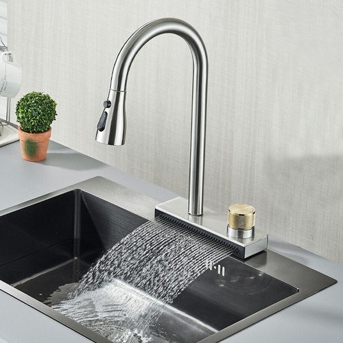 Waterfall Drop In Kitchen Sink Workstation Single Bowl Stainless Steel w/ Faucet - Picture 104 of 187