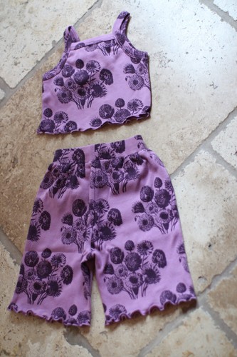 NWT KATE QUINN Lettuce Spaghetti Tank & Cropped Gaucho Set Violet Dhalia 6-12m - Picture 6 of 6