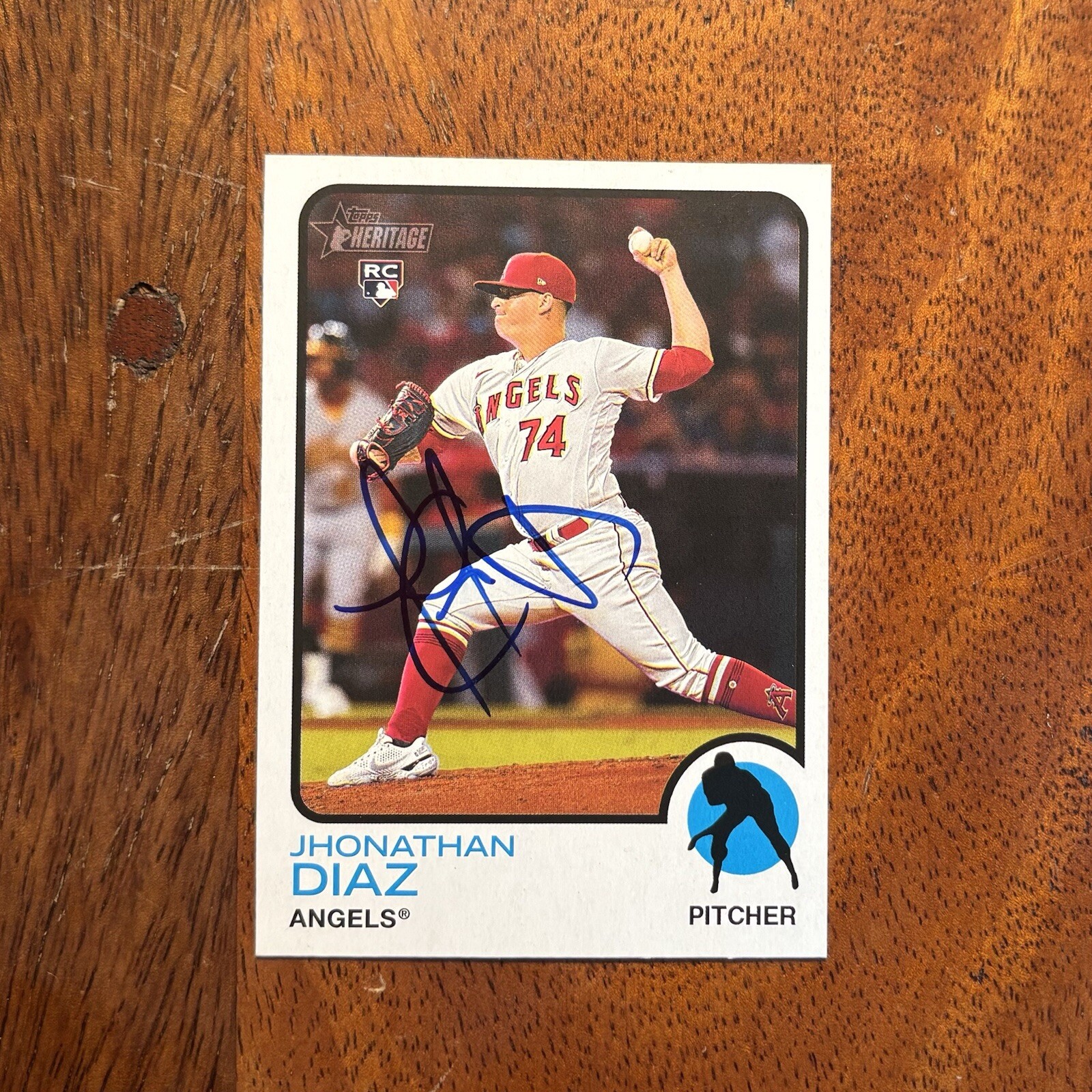 Jhonathan Diaz Signed 2022 Topps Heritage SP #711 Rookie Card Angels