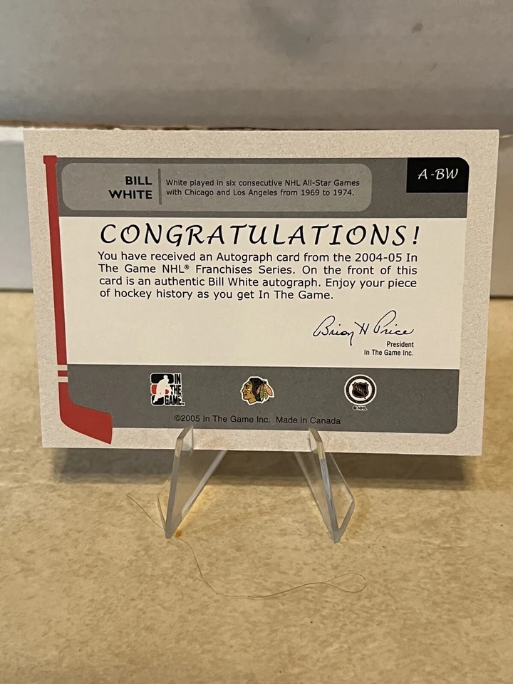 2004/05 IN THE GAME NHL FRANCHISES CARD #A-BW BILL WHITE NM AUTO AUTOGRAPH - Image 2 of 2