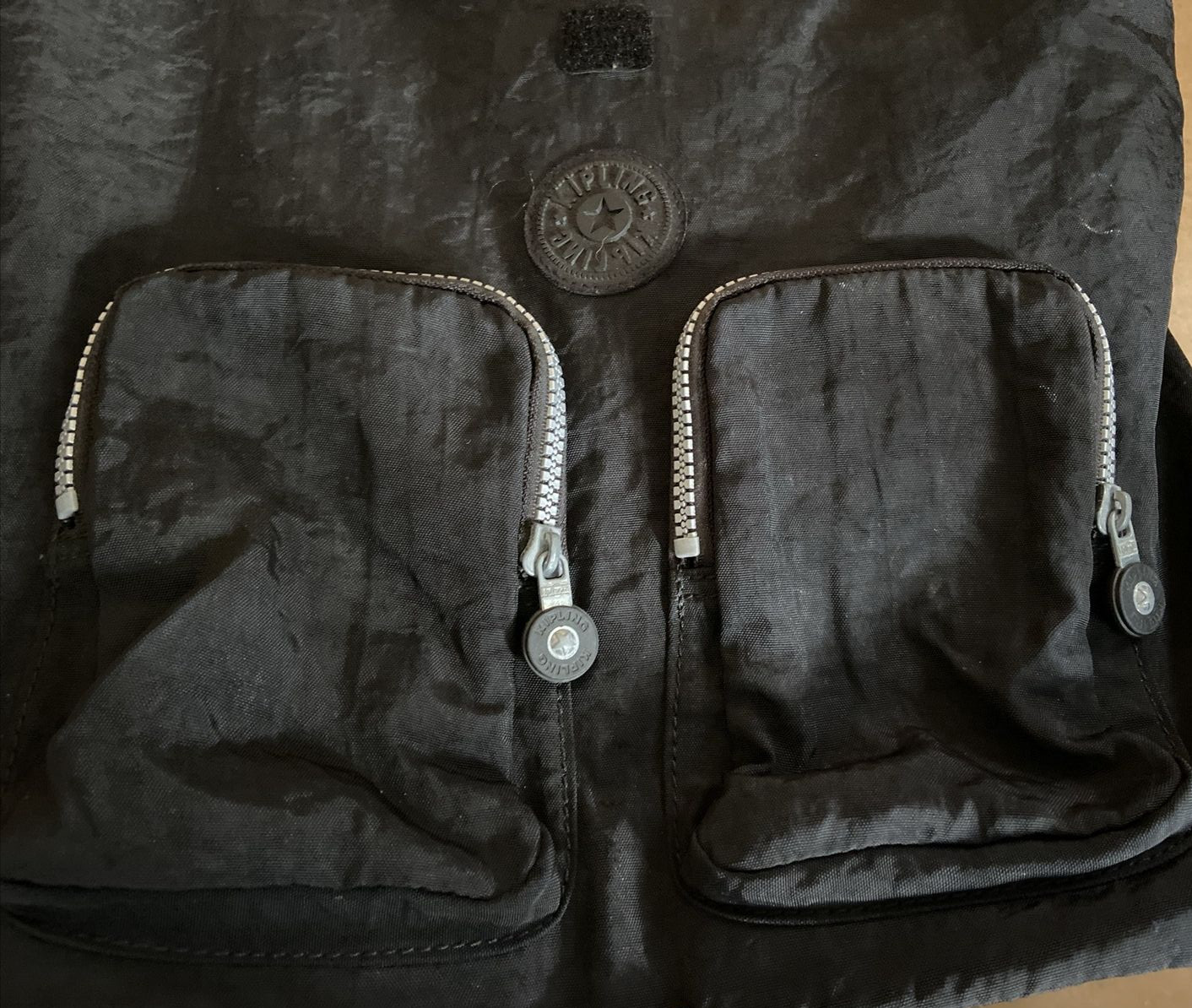 Kipling Black Drawstring Backpack 2 Front Zip Poc… - image 9