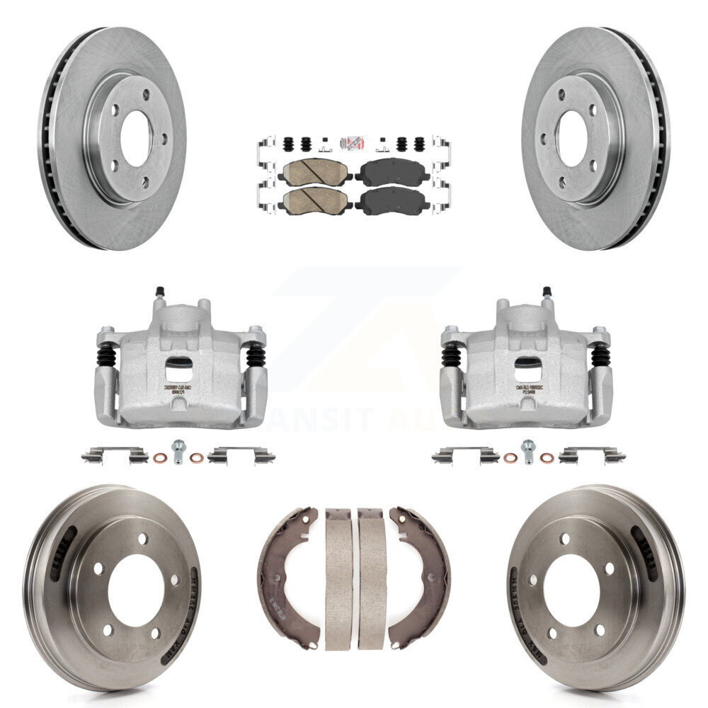 Front & Rear Brake Caliper Rotors Drum Ceramic Pad Kit for Mitsubishi Lancer