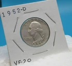 1952-D Washington 25 Cent Coin Quarter / 90% Silver / Very Fine Condition